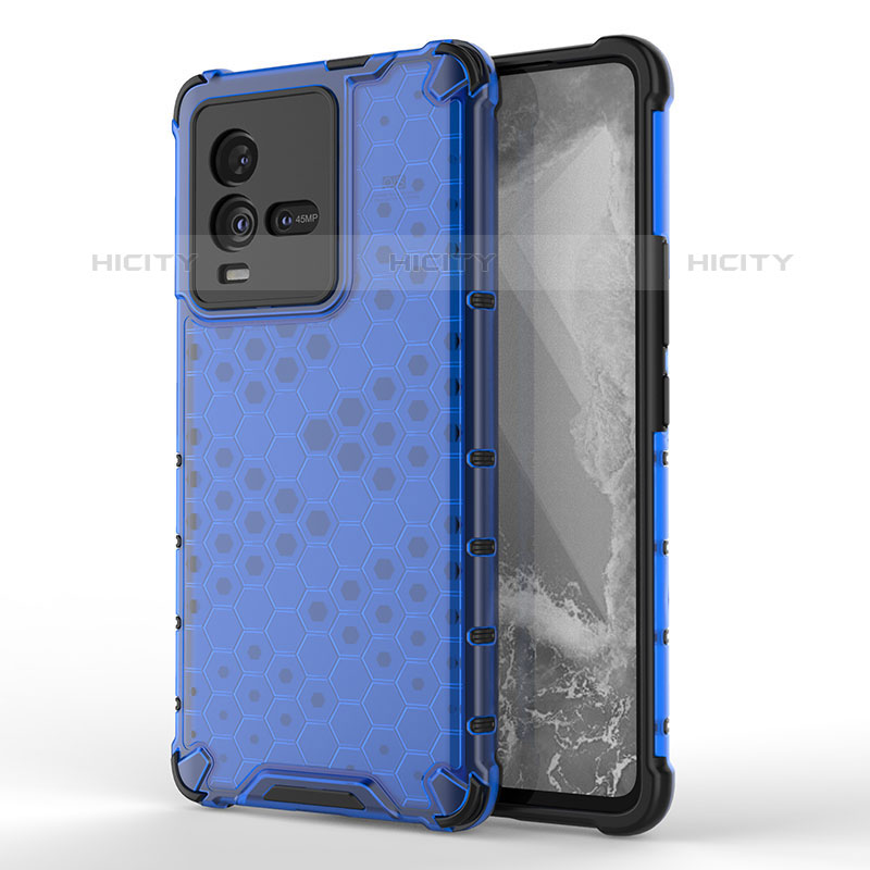 Coque Rebord Contour Silicone et Vitre Transparente Housse Etui 360 Degres AM3 pour Vivo iQOO 9T 5G Bleu Plus