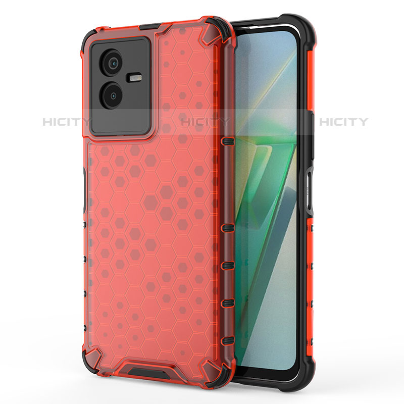 Coque Rebord Contour Silicone et Vitre Transparente Housse Etui 360 Degres AM3 pour Vivo iQOO Z6x Rouge Plus