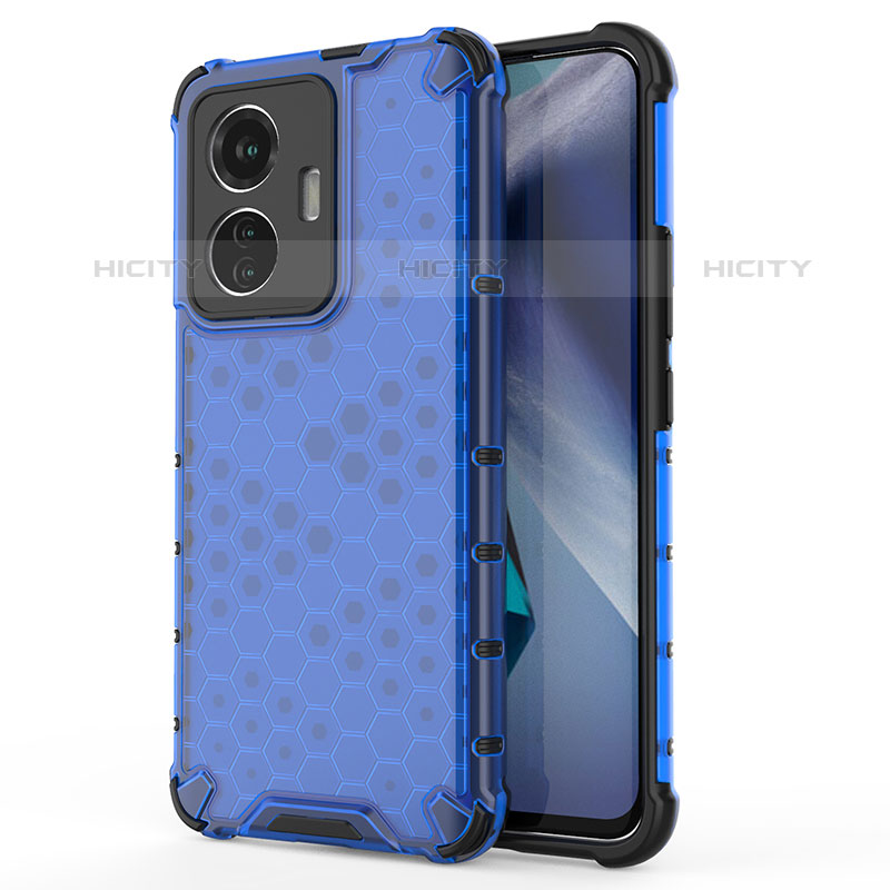 Coque Rebord Contour Silicone et Vitre Transparente Housse Etui 360 Degres AM3 pour Vivo T1 4G Bleu Plus