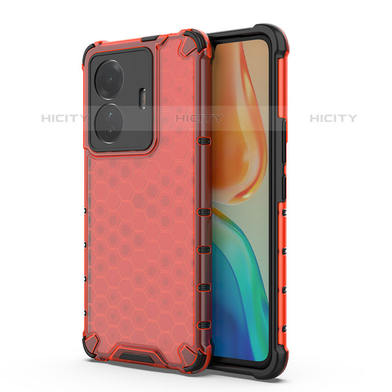 Coque Rebord Contour Silicone et Vitre Transparente Housse Etui 360 Degres AM3 pour Vivo T1 Pro 5G Rouge Plus