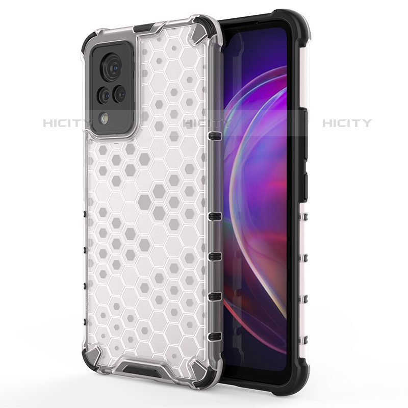 Coque Rebord Contour Silicone et Vitre Transparente Housse Etui 360 Degres AM3 pour Vivo V21s 5G Blanc Plus