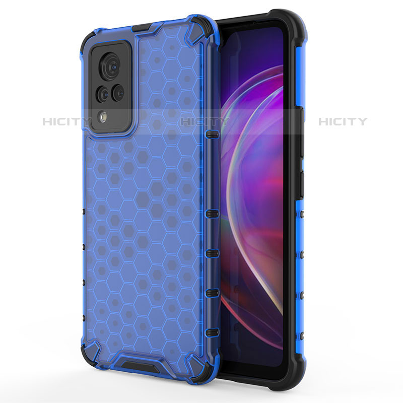 Coque Rebord Contour Silicone et Vitre Transparente Housse Etui 360 Degres AM3 pour Vivo V21s 5G Bleu Plus