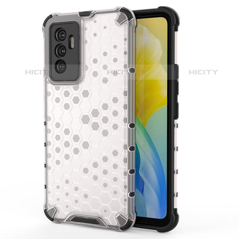 Coque Rebord Contour Silicone et Vitre Transparente Housse Etui 360 Degres AM3 pour Vivo V23e 5G Blanc Plus