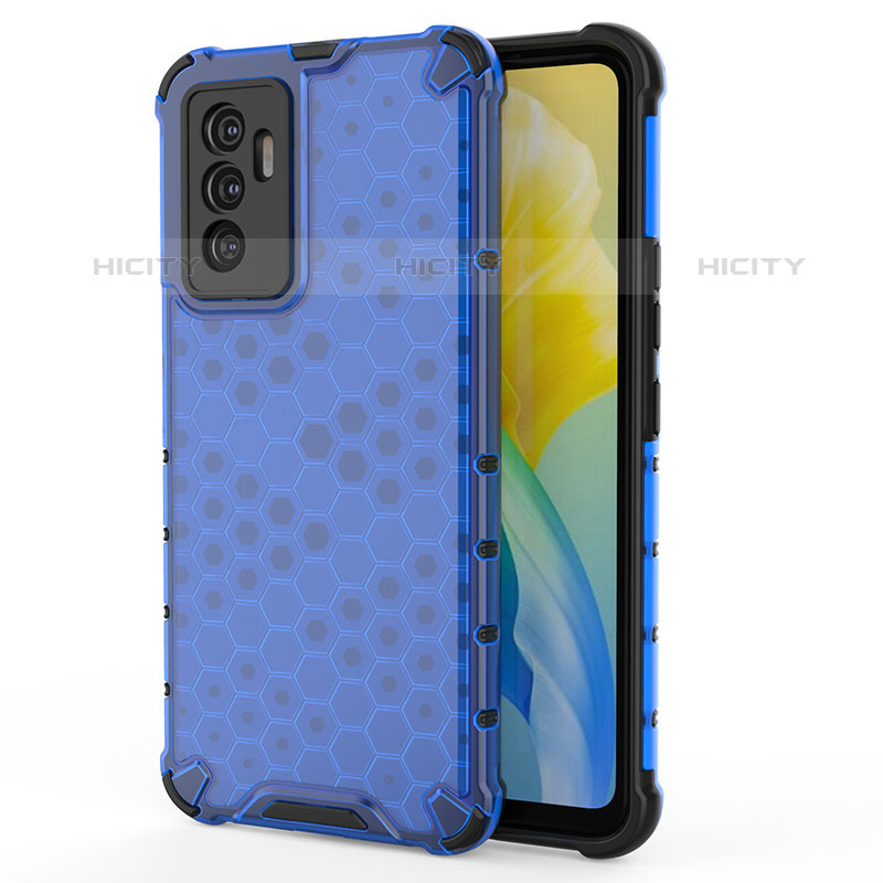 Coque Rebord Contour Silicone et Vitre Transparente Housse Etui 360 Degres AM3 pour Vivo V23e 5G Bleu Plus