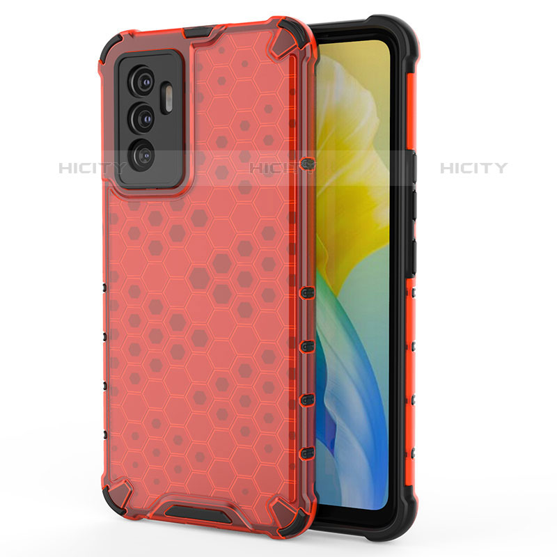 Coque Rebord Contour Silicone et Vitre Transparente Housse Etui 360 Degres AM3 pour Vivo V23e 5G Rouge Plus