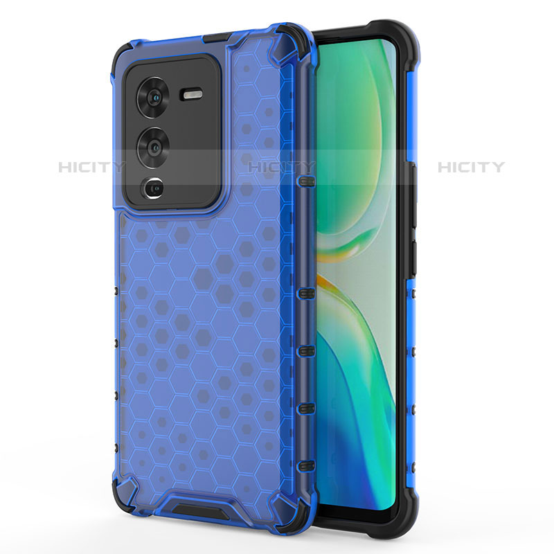 Coque Rebord Contour Silicone et Vitre Transparente Housse Etui 360 Degres AM3 pour Vivo V25 Pro 5G Bleu Plus