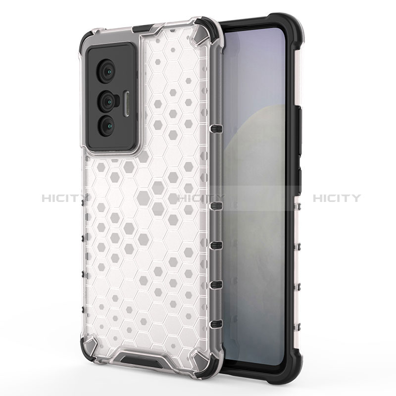 Coque Rebord Contour Silicone et Vitre Transparente Housse Etui 360 Degres AM3 pour Vivo X70 5G Blanc Plus