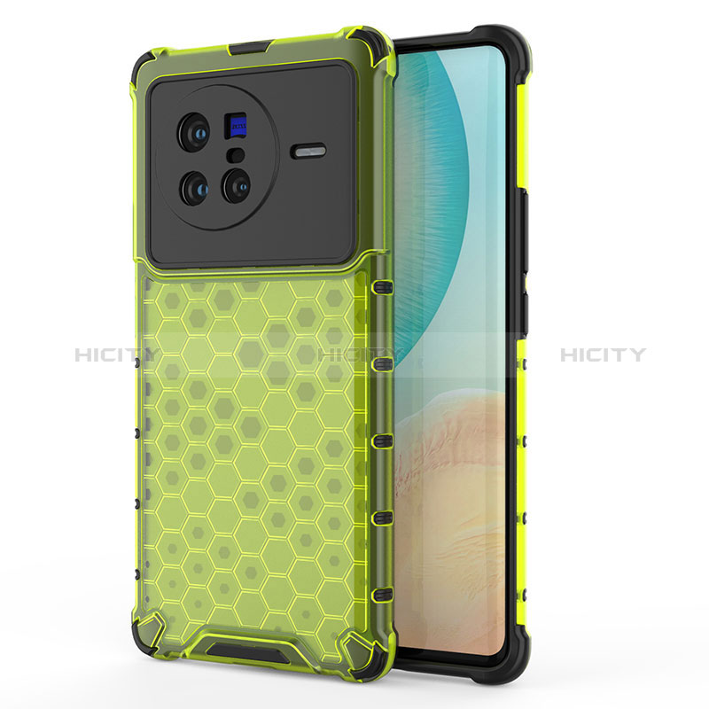 Coque Rebord Contour Silicone et Vitre Transparente Housse Etui 360 Degres AM3 pour Vivo X80 5G Vert Plus