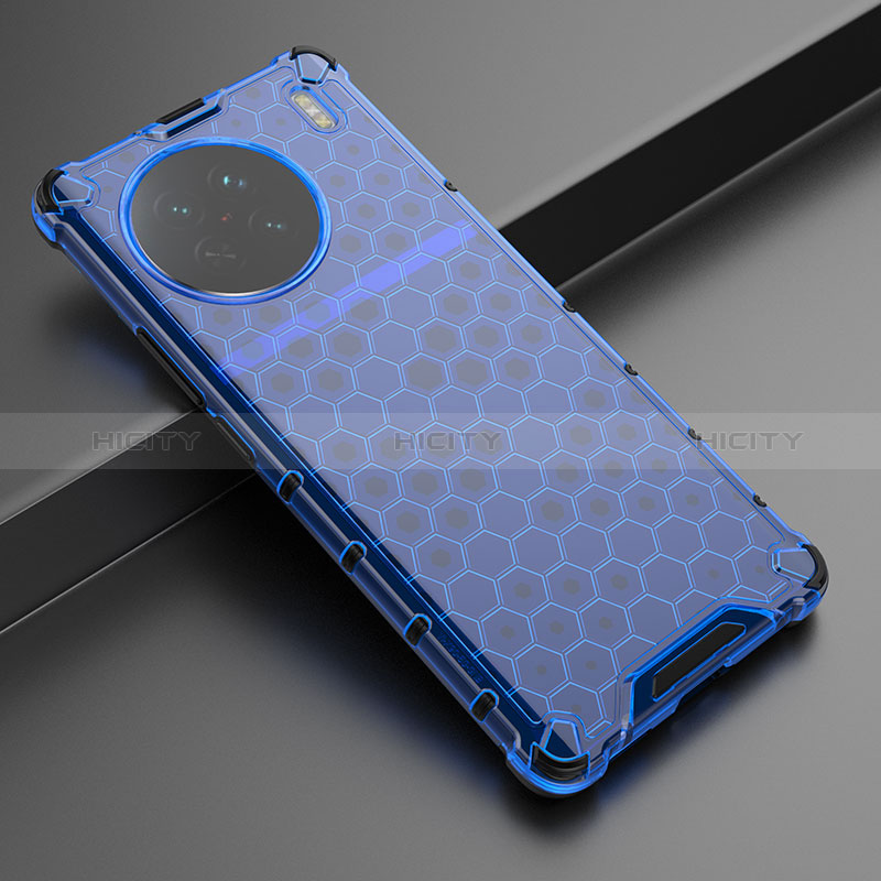 Coque Rebord Contour Silicone et Vitre Transparente Housse Etui 360 Degres AM3 pour Vivo X90 5G Bleu Plus