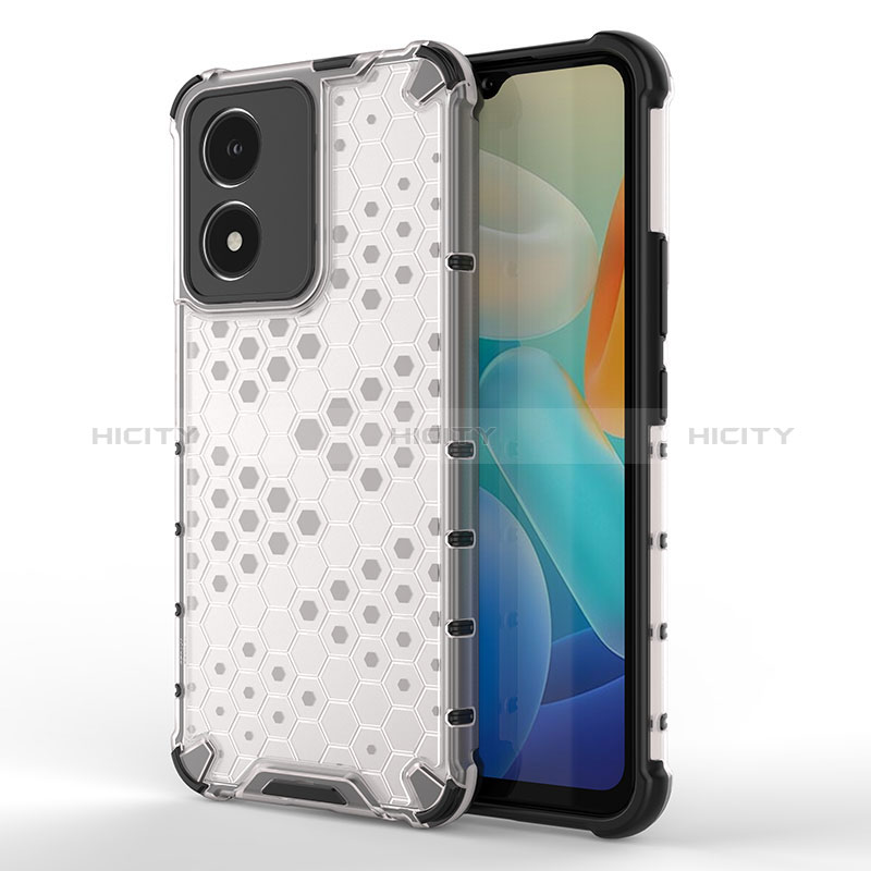 Coque Rebord Contour Silicone et Vitre Transparente Housse Etui 360 Degres AM3 pour Vivo Y02S Blanc Plus