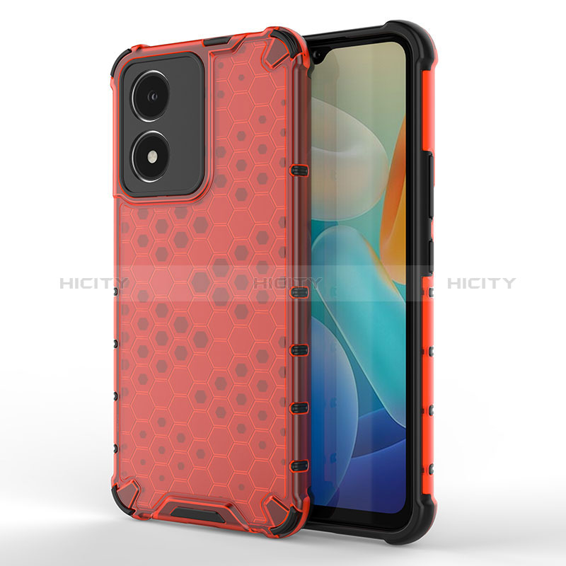 Coque Rebord Contour Silicone et Vitre Transparente Housse Etui 360 Degres AM3 pour Vivo Y02S Rouge Plus