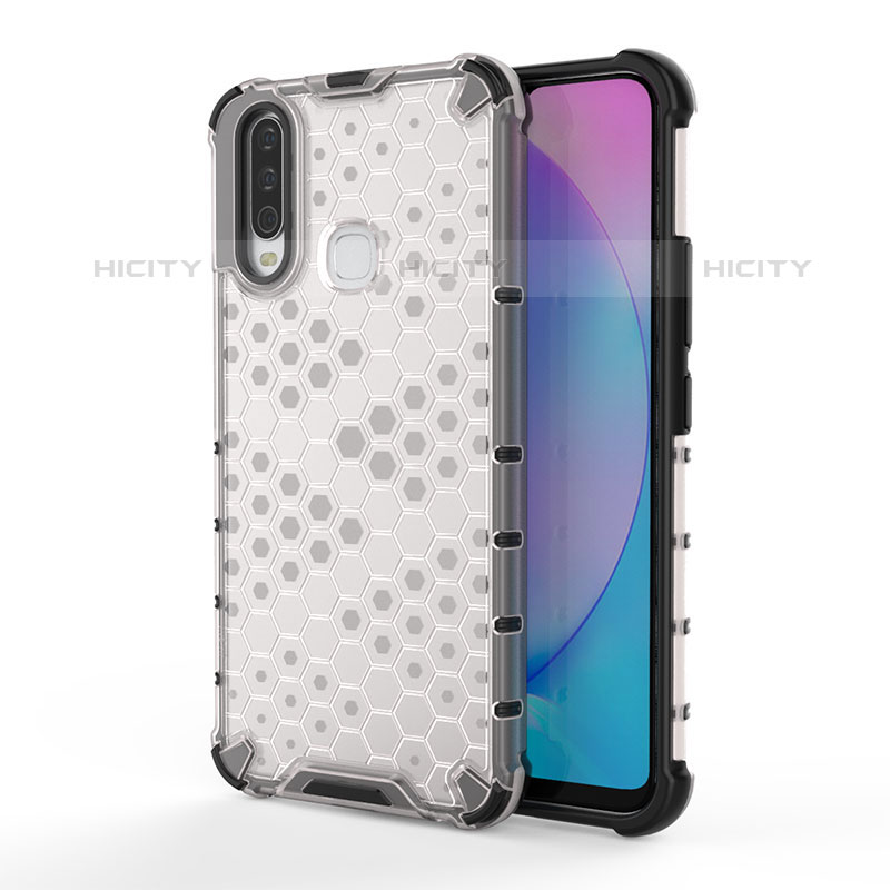 Coque Rebord Contour Silicone et Vitre Transparente Housse Etui 360 Degres AM3 pour Vivo Y11 Blanc Plus