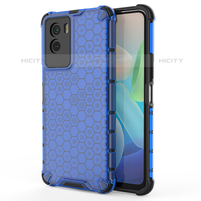 Coque Rebord Contour Silicone et Vitre Transparente Housse Etui 360 Degres AM3 pour Vivo Y72t Bleu Plus