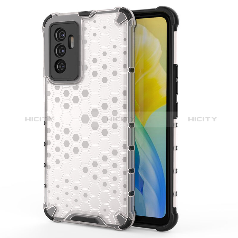 Coque Rebord Contour Silicone et Vitre Transparente Housse Etui 360 Degres AM3 pour Vivo Y75 4G Blanc Plus