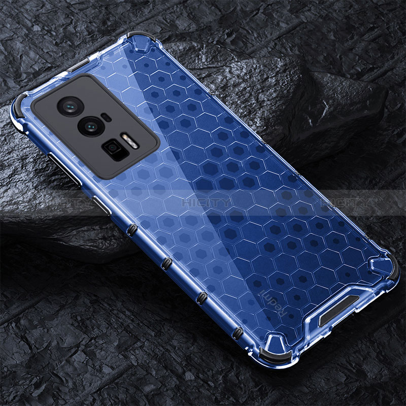 Coque Rebord Contour Silicone et Vitre Transparente Housse Etui 360 Degres AM3 pour Xiaomi Poco F5 Pro 5G Bleu Plus