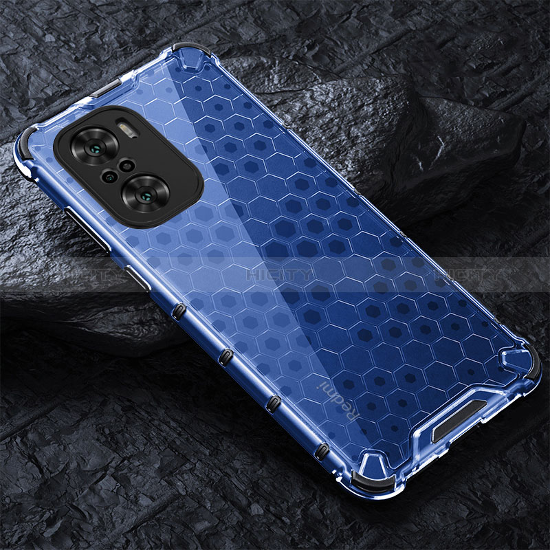 Coque Rebord Contour Silicone et Vitre Transparente Housse Etui 360 Degres AM3 pour Xiaomi Redmi K40 Pro 5G Bleu Plus