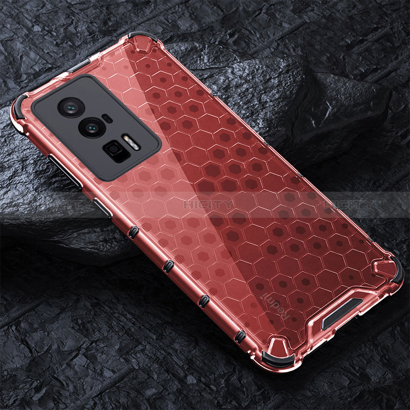 Coque Rebord Contour Silicone et Vitre Transparente Housse Etui 360 Degres AM3 pour Xiaomi Redmi K60 Pro 5G Rouge Plus