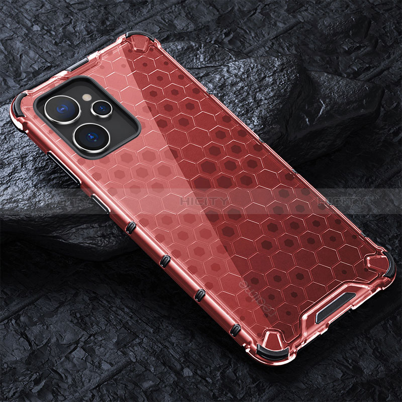 Coque Rebord Contour Silicone et Vitre Transparente Housse Etui 360 Degres AM4 pour Realme 10T 5G Rouge Plus