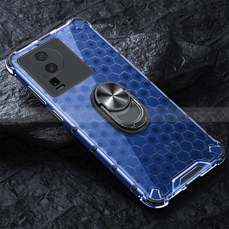 Coque Rebord Contour Silicone et Vitre Transparente Housse Etui 360 Degres AM4 pour Vivo iQOO Neo7 SE Bleu Plus