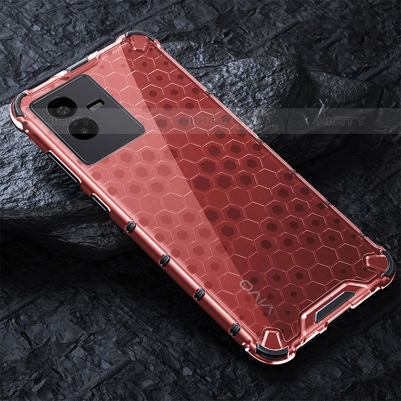 Coque Rebord Contour Silicone et Vitre Transparente Housse Etui 360 Degres AM4 pour Vivo iQOO Z6x Rouge Plus