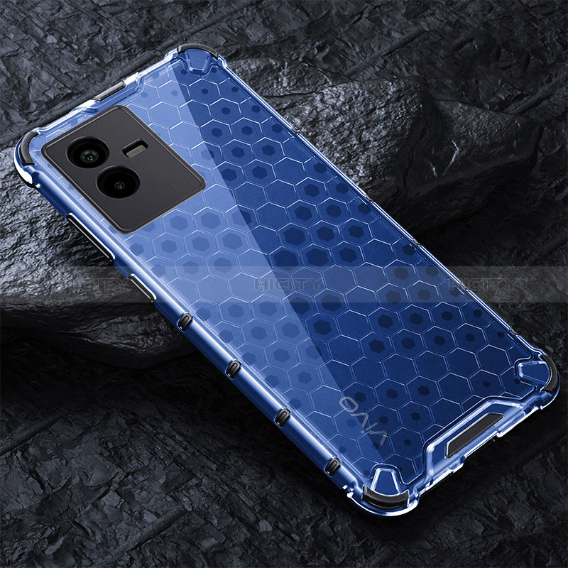 Coque Rebord Contour Silicone et Vitre Transparente Housse Etui 360 Degres AM4 pour Vivo T2x 5G Bleu Plus