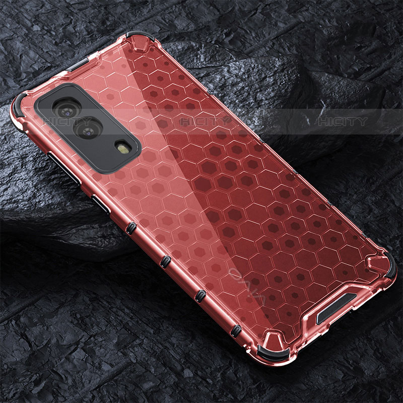 Coque Rebord Contour Silicone et Vitre Transparente Housse Etui 360 Degres AM4 pour Vivo V21e 5G Rouge Plus