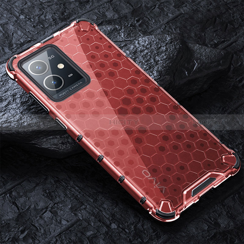 Coque Rebord Contour Silicone et Vitre Transparente Housse Etui 360 Degres AM4 pour Vivo Y30 5G Rouge Plus