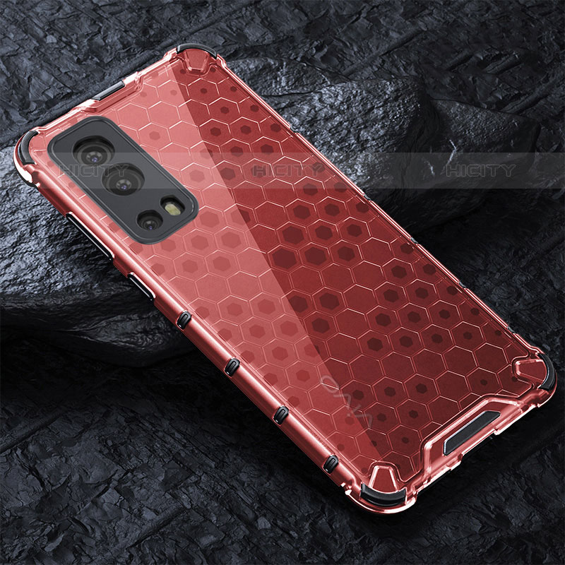 Coque Rebord Contour Silicone et Vitre Transparente Housse Etui 360 Degres AM4 pour Vivo Y52 5G Rouge Plus