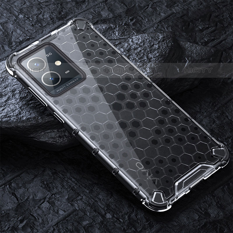 Coque Rebord Contour Silicone et Vitre Transparente Housse Etui 360 Degres AM4 pour Vivo Y55 5G Gris Plus