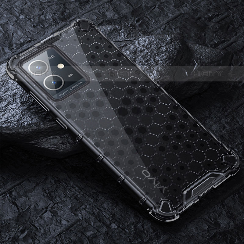 Coque Rebord Contour Silicone et Vitre Transparente Housse Etui 360 Degres AM4 pour Vivo Y55 5G Noir Plus