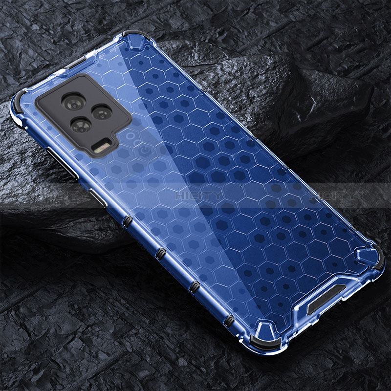 Coque Rebord Contour Silicone et Vitre Transparente Housse Etui 360 Degres AM4 pour Vivo Y73 (2021) Bleu Plus