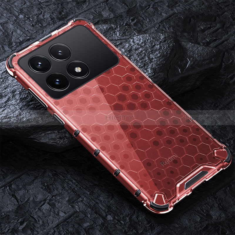 Coque Rebord Contour Silicone et Vitre Transparente Housse Etui 360 Degres AM4 pour Xiaomi Redmi K70 Pro 5G Rouge Plus