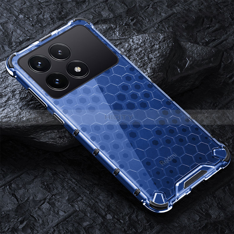 Coque Rebord Contour Silicone et Vitre Transparente Housse Etui 360 Degres AM4 pour Xiaomi Redmi K70E 5G Bleu Plus