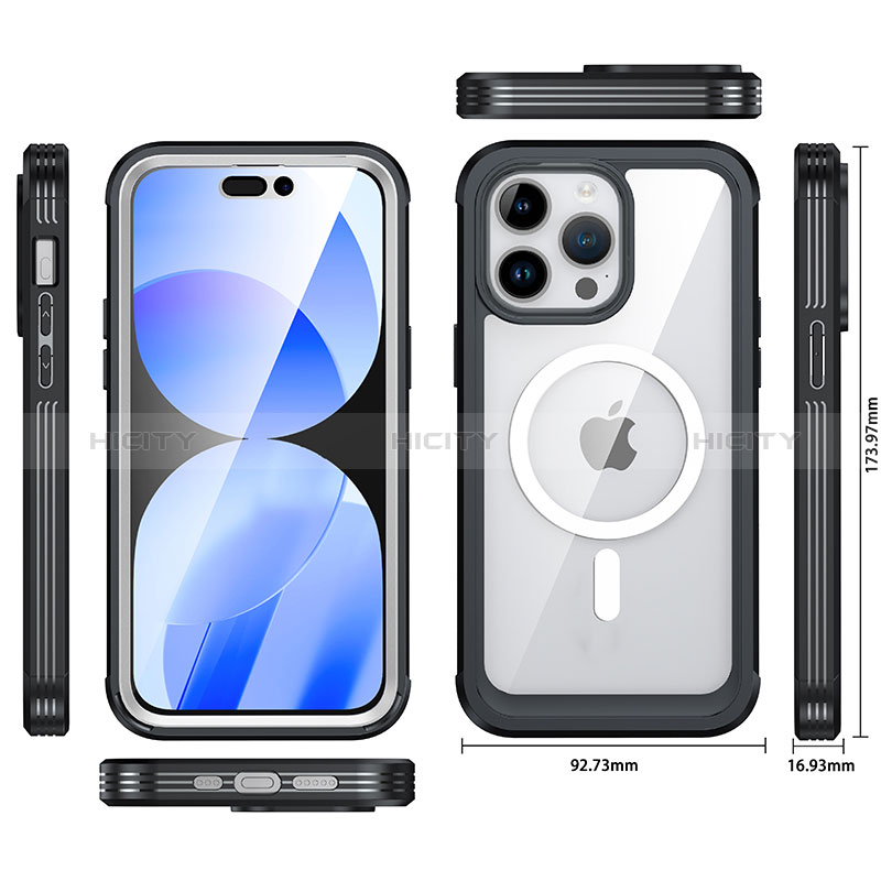 Coque Rebord Contour Silicone et Vitre Transparente Housse Etui 360 Degres avec Mag-Safe Magnetic Magnetique AC1 pour Apple iPhone 13 Pro Max Plus