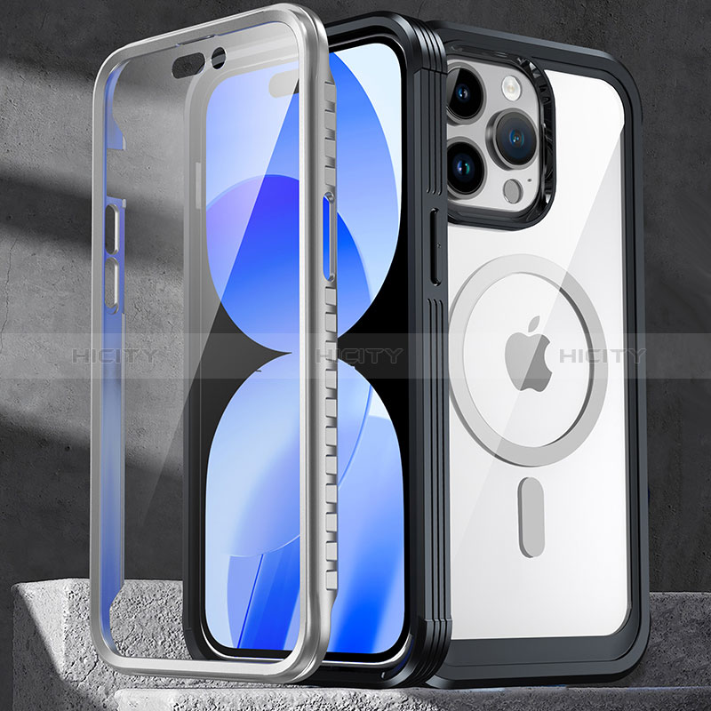 Coque Rebord Contour Silicone et Vitre Transparente Housse Etui 360 Degres avec Mag-Safe Magnetic Magnetique AC1 pour Apple iPhone 13 Pro Max Plus