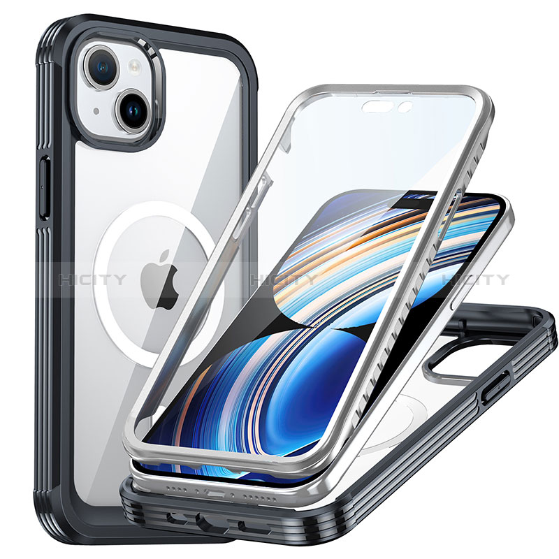 Coque Rebord Contour Silicone et Vitre Transparente Housse Etui 360 Degres avec Mag-Safe Magnetic Magnetique T01 pour Apple iPhone 14 Plus Plus