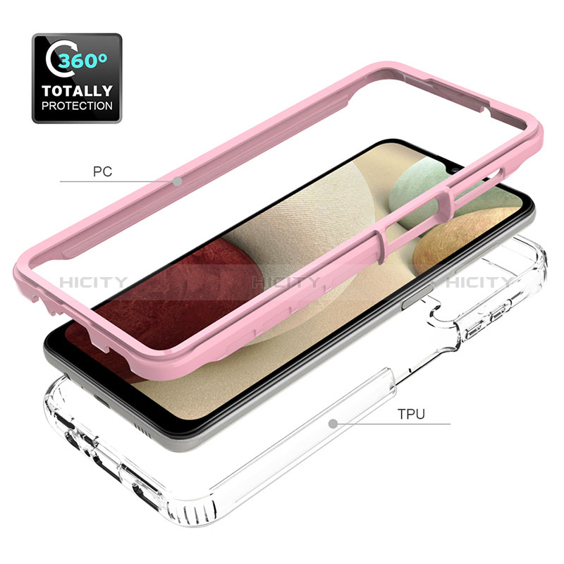 Coque Rebord Contour Silicone et Vitre Transparente Housse Etui 360 Degres JX1 pour Samsung Galaxy A12 Nacho Plus