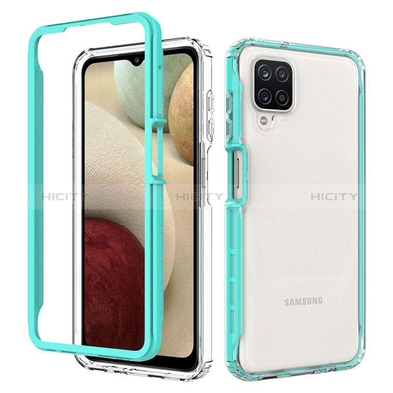 Coque Rebord Contour Silicone et Vitre Transparente Housse Etui 360 Degres JX1 pour Samsung Galaxy A12 Nacho Vert Plus