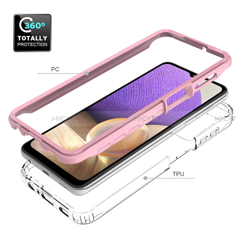 Coque Rebord Contour Silicone et Vitre Transparente Housse Etui 360 Degres JX1 pour Samsung Galaxy A32 4G Plus