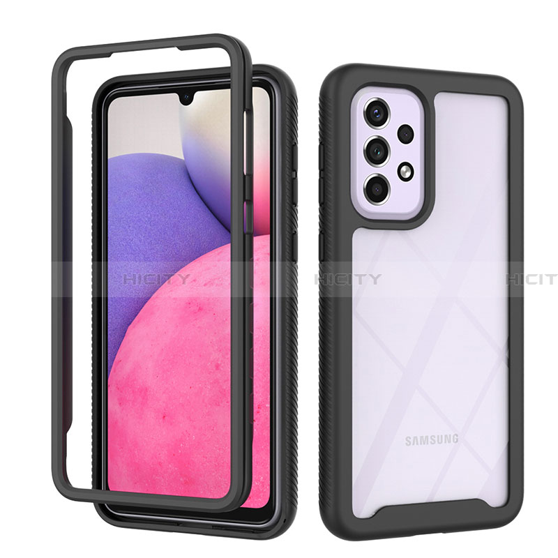 Coque Rebord Contour Silicone et Vitre Transparente Housse Etui 360 Degres JX1 pour Samsung Galaxy A33 5G Noir Plus