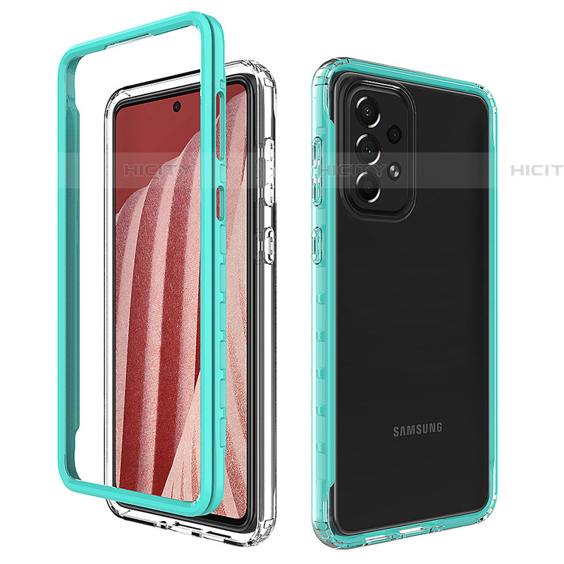 Coque Rebord Contour Silicone et Vitre Transparente Housse Etui 360 Degres JX1 pour Samsung Galaxy A73 5G Vert Plus