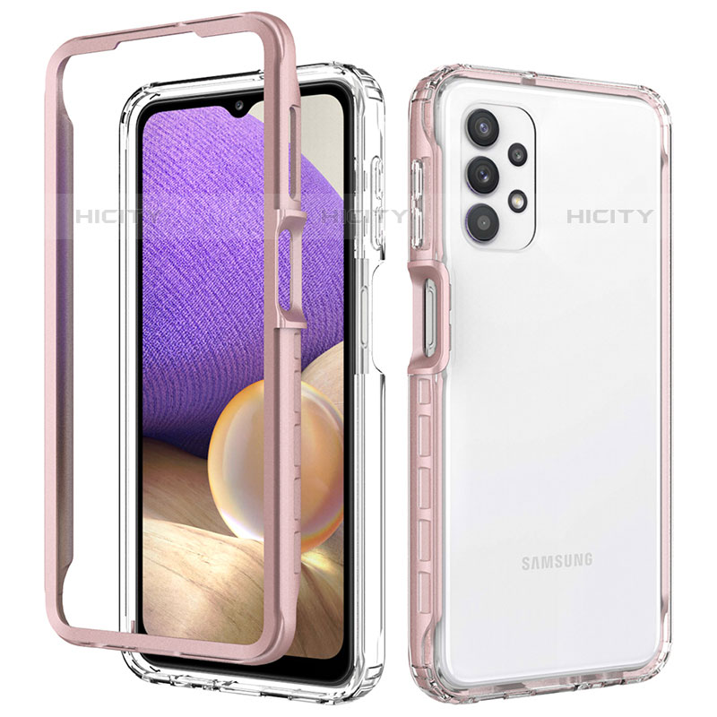 Coque Rebord Contour Silicone et Vitre Transparente Housse Etui 360 Degres JX1 pour Samsung Galaxy M32 5G Or Rose Plus