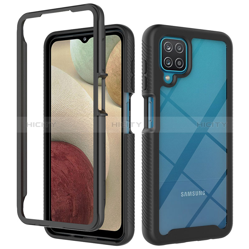 Coque Rebord Contour Silicone et Vitre Transparente Housse Etui 360 Degres JX2 pour Samsung Galaxy A12 5G Noir Plus