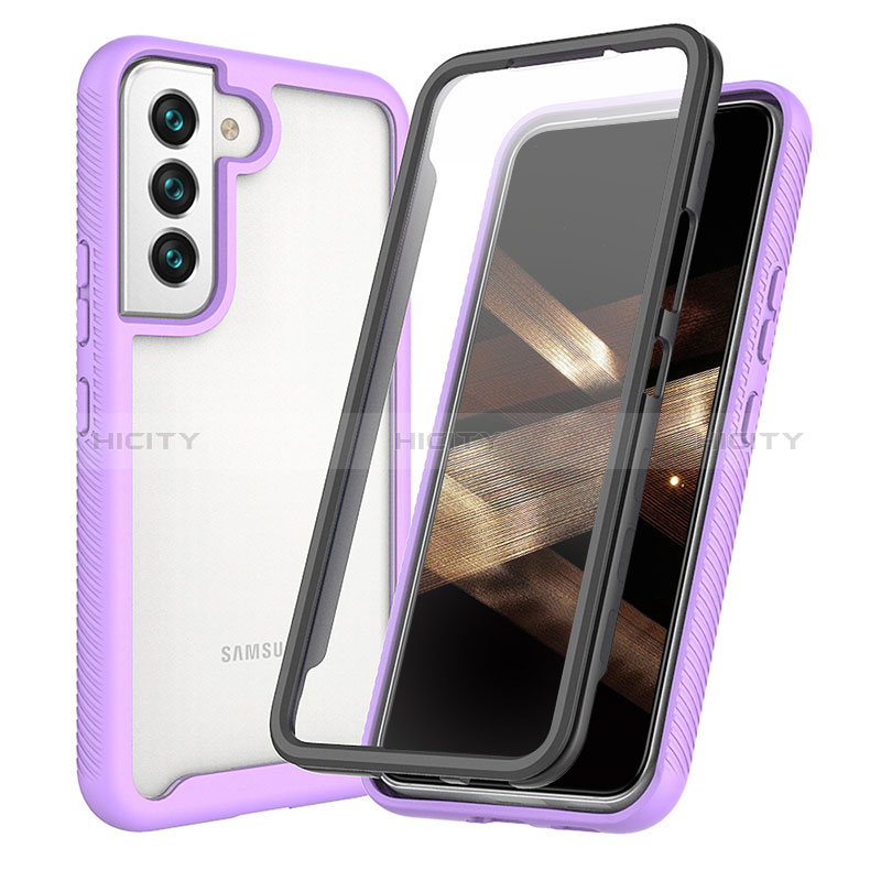 Coque Rebord Contour Silicone et Vitre Transparente Housse Etui 360 Degres M01 pour Samsung Galaxy S24 5G Violet Plus