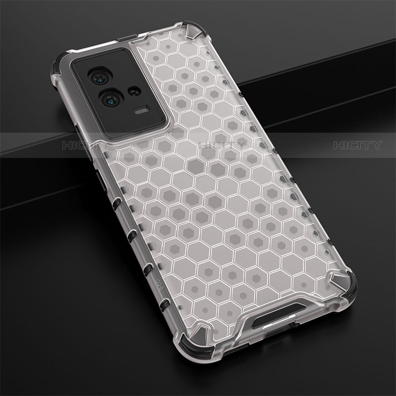 Coque Rebord Contour Silicone et Vitre Transparente Housse Etui 360 Degres M01 pour Vivo iQOO 8 5G Blanc Plus