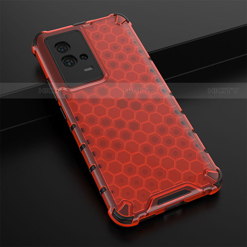 Coque Rebord Contour Silicone et Vitre Transparente Housse Etui 360 Degres M01 pour Vivo iQOO 8 5G Rouge Plus