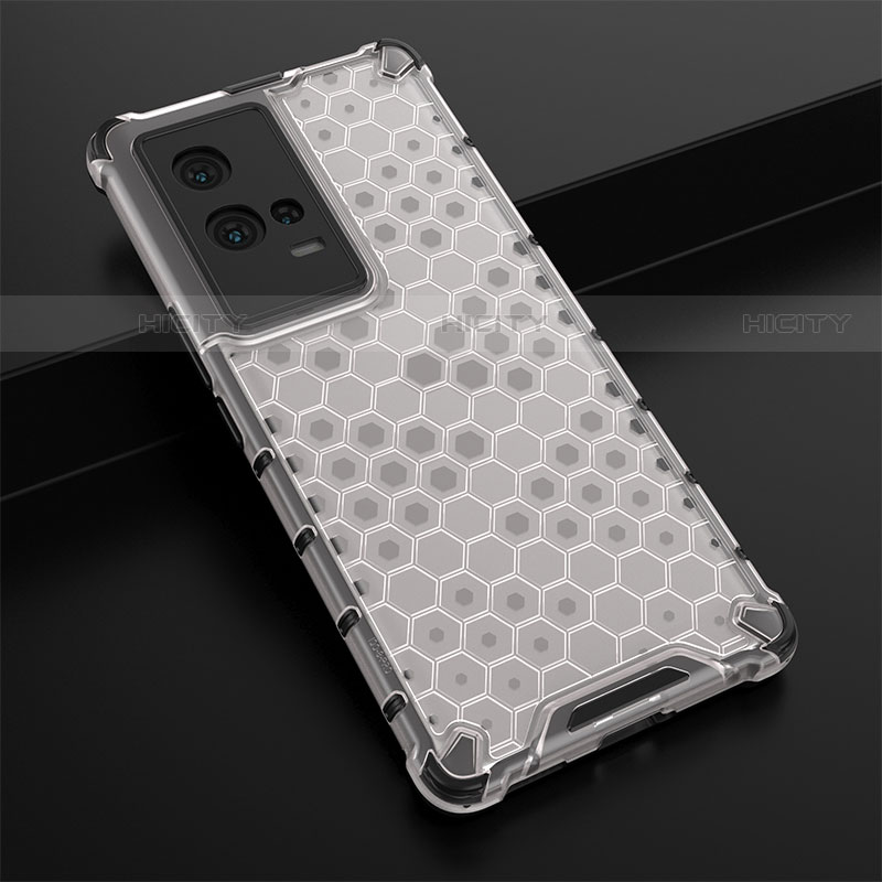 Coque Rebord Contour Silicone et Vitre Transparente Housse Etui 360 Degres M01 pour Vivo iQOO 8 Pro 5G Blanc Plus