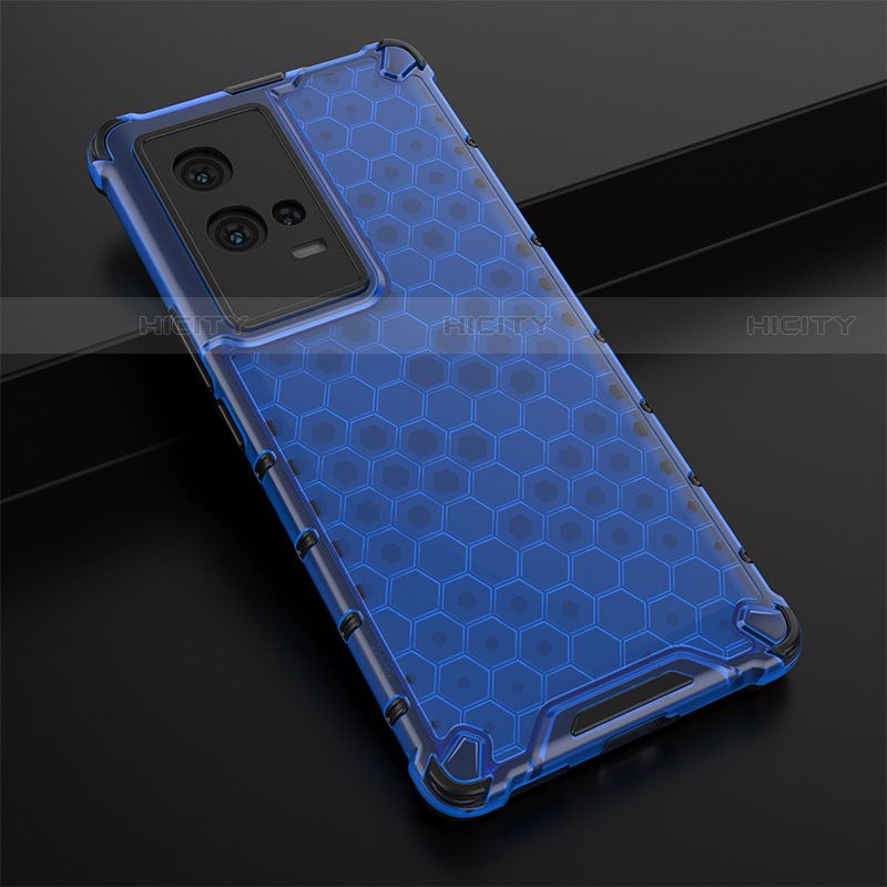 Coque Rebord Contour Silicone et Vitre Transparente Housse Etui 360 Degres M01 pour Vivo iQOO 8 Pro 5G Bleu Plus