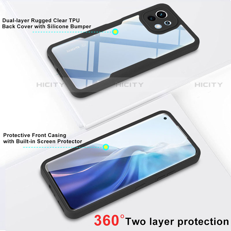 Coque Rebord Contour Silicone et Vitre Transparente Housse Etui 360 Degres M01 pour Xiaomi Mi 11 Lite 4G Plus