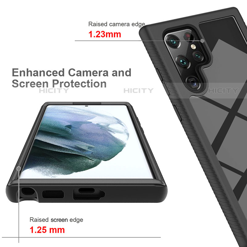 Coque Rebord Contour Silicone et Vitre Transparente Housse Etui 360 Degres  M02 pour Samsung Galaxy S21 Ultra 5G Noir